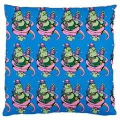 Monster And Cute Monsters Fight With Snake And Cyclops Large Cushion Case (one Side) by DinzDas