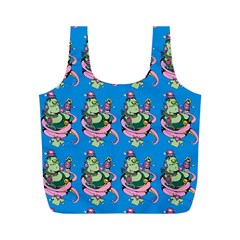 Monster And Cute Monsters Fight With Snake And Cyclops Full Print Recycle Bag (m) by DinzDas