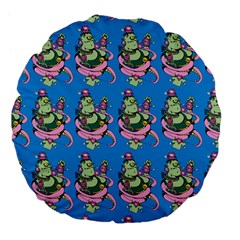 Monster And Cute Monsters Fight With Snake And Cyclops Large 18  Premium Flano Round Cushions by DinzDas