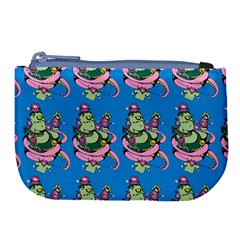 Monster And Cute Monsters Fight With Snake And Cyclops Large Coin Purse by DinzDas