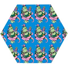 Monster And Cute Monsters Fight With Snake And Cyclops Wooden Puzzle Hexagon by DinzDas