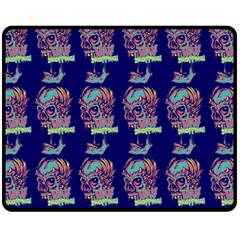 Jaw Dropping Horror Hippie Skull Double Sided Fleece Blanket (medium)  by DinzDas