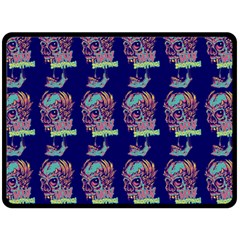 Jaw Dropping Horror Hippie Skull Double Sided Fleece Blanket (large)  by DinzDas