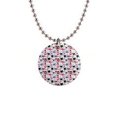 Adorable Seamless Cat Head Pattern01 1  Button Necklace by TastefulDesigns