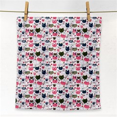 Adorable Seamless Cat Head Pattern01 Face Towel by TastefulDesigns