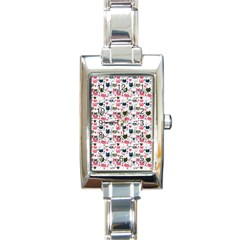 Adorable Seamless Cat Head Pattern01 Rectangle Italian Charm Watch by TastefulDesigns