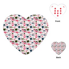 Adorable Seamless Cat Head Pattern01 Playing Cards Single Design (heart) by TastefulDesigns