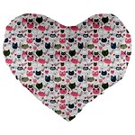 Adorable seamless cat head pattern01 Large 19  Premium Heart Shape Cushions Front