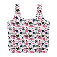 Adorable Seamless Cat Head Pattern01 Full Print Recycle Bag (l) by TastefulDesigns