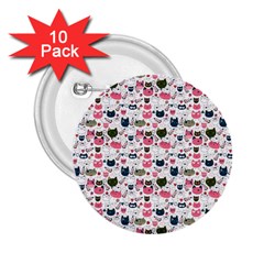 Adorable Seamless Cat Head Pattern01 2 25  Buttons (10 Pack) 
