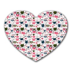 Adorable Seamless Cat Head Pattern01 Heart Mousepads by TastefulDesigns