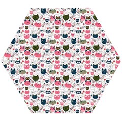 Adorable Seamless Cat Head Pattern01 Wooden Puzzle Hexagon