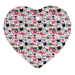 Adorable Seamless Cat Head Pattern01 Ornament (heart)