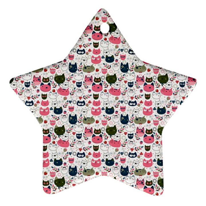 Adorable seamless cat head pattern01 Ornament (Star)