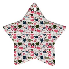 Adorable Seamless Cat Head Pattern01 Ornament (star)