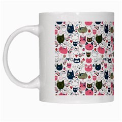 Adorable Seamless Cat Head Pattern01 White Mugs by TastefulDesigns