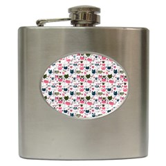 Adorable Seamless Cat Head Pattern01 Hip Flask (6 Oz)