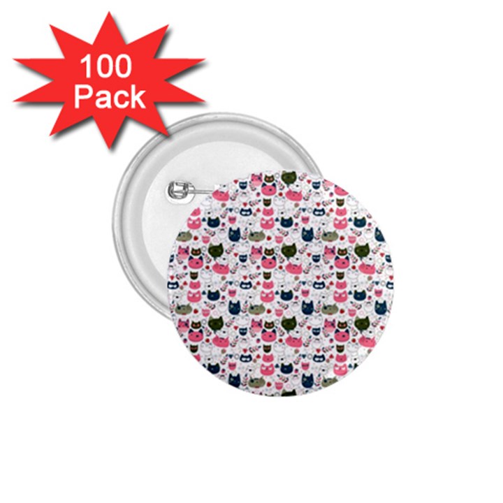 Adorable seamless cat head pattern01 1.75  Buttons (100 pack) 