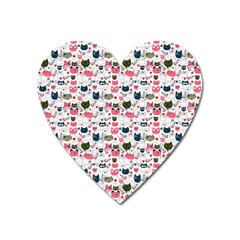 Adorable Seamless Cat Head Pattern01 Heart Magnet