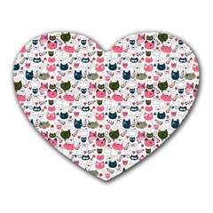 Adorable Seamless Cat Head Pattern01 Heart Mousepads