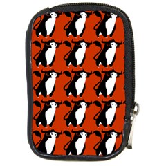  Bull In Comic Style Pattern - Mad Farming Animals Compact Camera Leather Case by DinzDas