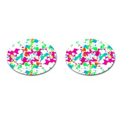 Bright Multicolored Abstract Print Cufflinks (oval) by dflcprintsclothing