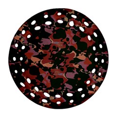 Red Dark Camo Abstract Print Round Filigree Ornament (two Sides) by dflcprintsclothing