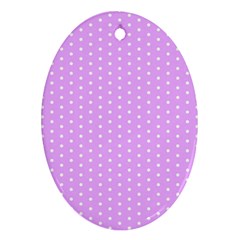 White Polka Dot Pastel Purple Background, Pink Color Vintage Dotted Pattern Ornament (oval) by Casemiro