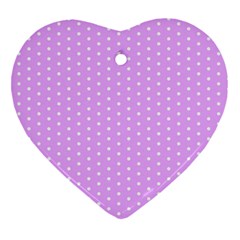 White Polka Dot Pastel Purple Background, Pink Color Vintage Dotted Pattern Ornament (heart) by Casemiro