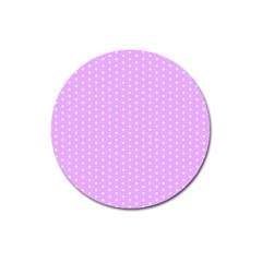 White Polka Dot Pastel Purple Background, Pink Color Vintage Dotted Pattern Magnet 3  (round) by Casemiro