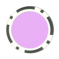 White Polka Dot Pastel Purple Background, Pink Color Vintage Dotted Pattern Poker Chip Card Guard (10 Pack) by Casemiro