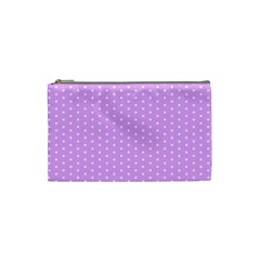 White Polka Dot Pastel Purple Background, Pink Color Vintage Dotted Pattern Cosmetic Bag (small) by Casemiro