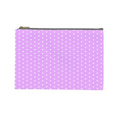 White Polka Dot Pastel Purple Background, Pink Color Vintage Dotted Pattern Cosmetic Bag (large) by Casemiro