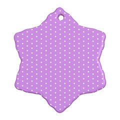 White Polka Dot Pastel Purple Background, Pink Color Vintage Dotted Pattern Snowflake Ornament (two Sides) by Casemiro