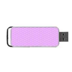 White Polka Dot Pastel Purple Background, Pink Color Vintage Dotted Pattern Portable Usb Flash (two Sides) by Casemiro