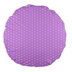 White Polka Dot Pastel Purple Background, Pink Color Vintage Dotted Pattern Large 18  Premium Flano Round Cushions by Casemiro