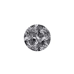 Black And White Leafs Pattern, Tropical Jungle, Nature Themed 1  Mini Buttons by Casemiro