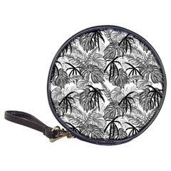 Black And White Leafs Pattern, Tropical Jungle, Nature Themed Classic 20-cd Wallets by Casemiro