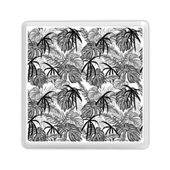 Black And White Leafs Pattern, Tropical Jungle, Nature Themed Memory Card Reader (square) by Casemiro