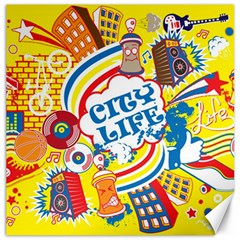 Colorful city life horizontal seamless pattern urban city Canvas 20  x 20 