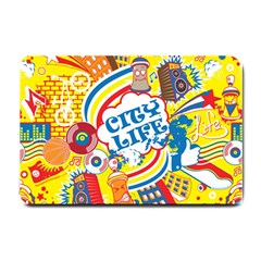 Colorful city life horizontal seamless pattern urban city Small Doormat 