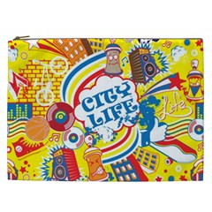 Colorful city life horizontal seamless pattern urban city Cosmetic Bag (XXL)