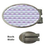 Pastel lines, bars pattern, pink, light blue, purple colors Money Clips (Oval)  Front