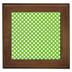 Pastel Green Lemon, White Polka Dots Pattern, Classic, Retro Style Framed Tile by Casemiro