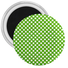 Pastel Green Lemon, White Polka Dots Pattern, Classic, Retro Style 3  Magnets by Casemiro