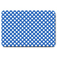 Pastel Blue, White Polka Dots Pattern, Retro, Classic Dotted Theme Large Doormat  by Casemiro