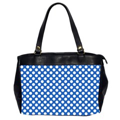 Pastel Blue, White Polka Dots Pattern, Retro, Classic Dotted Theme Oversize Office Handbag (2 Sides) by Casemiro