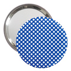 Pastel Blue, White Polka Dots Pattern, Retro, Classic Dotted Theme 3  Handbag Mirrors by Casemiro