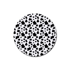 Black And White Cow Spots Pattern, Animal Fur Print, Vector Rubber Round Coaster (4 Pack)  by Casemiro