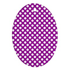 White And Purple, Polka Dots, Retro, Vintage Dotted Pattern Oval Ornament (two Sides) by Casemiro